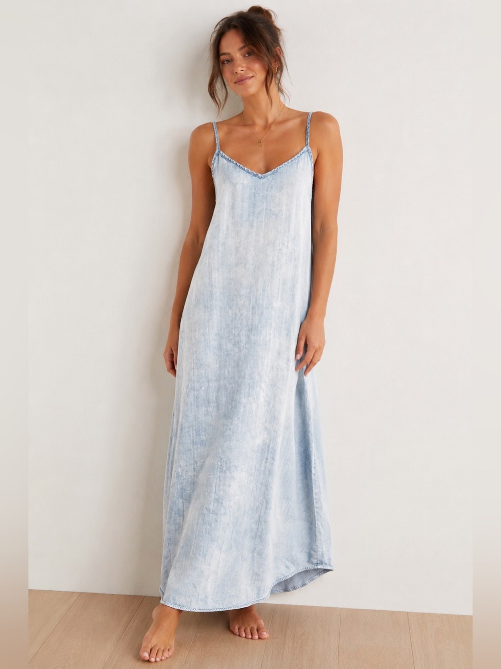 Gap 1969 Light Wash Tencel Chambray Maxi Slip Dress Size Small